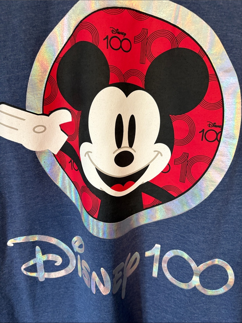 Disney Navy Blue Mickey 100 Anniversary Graphic Tee - Size M - Picture 2 of 8
